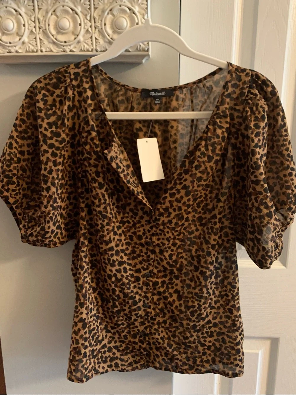 Madewell Brown Leopard-Print Button Down Blouse NWT - M